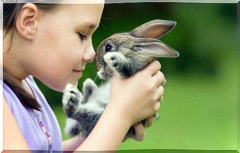 girl with little rabbit