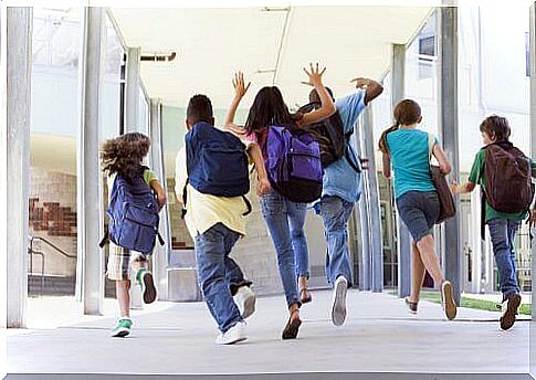 children on their way to school