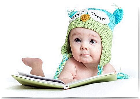 Baby reading book