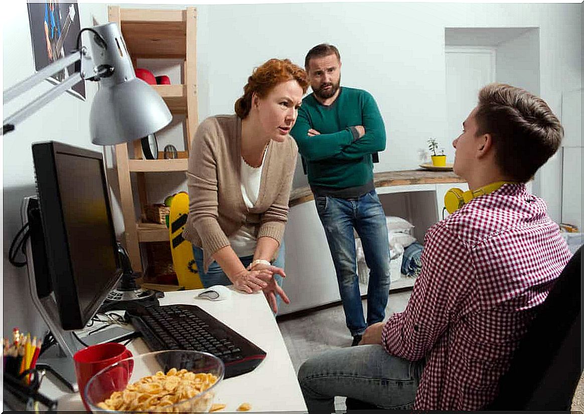 Parents quarrel with their teenage son due to the generation gap