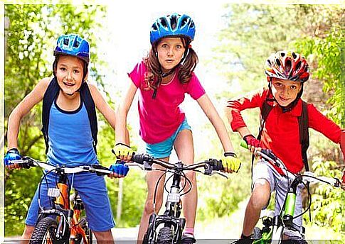 children on bicycles