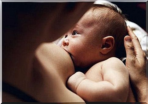 Baby is breastfed by mother