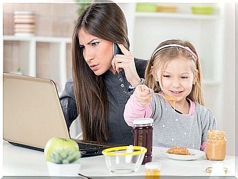 stressed mother ignores daughter