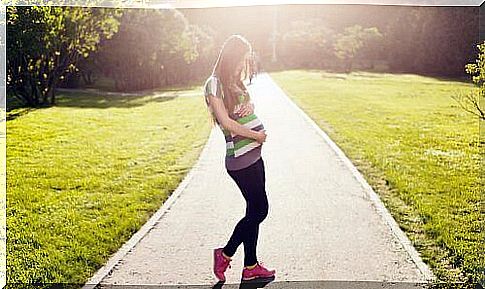 Pregnant woman out walking