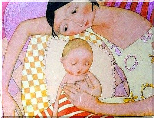 animation of mother holding her baby