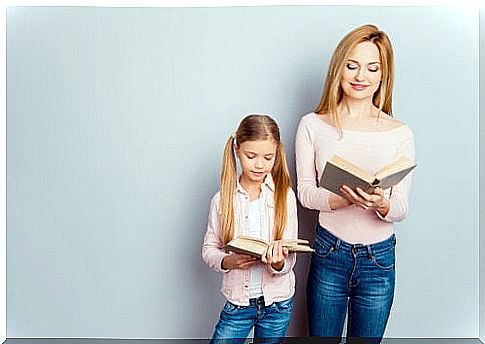 mother and daughter reading