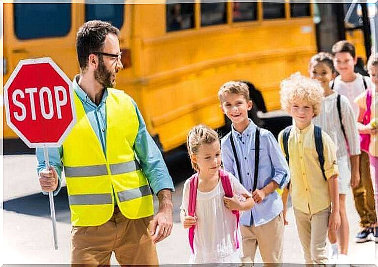 children crossing roads