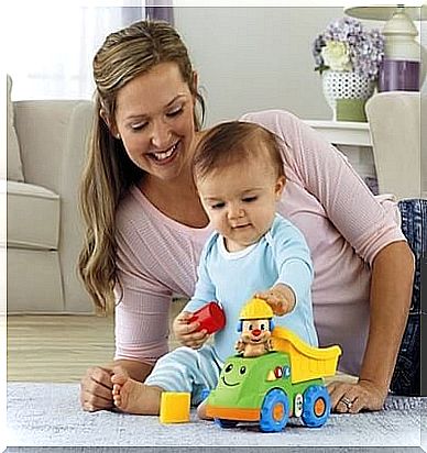 Mother playing with daughter