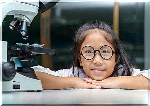 little girl in a lab